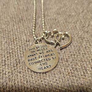 Silver Best Friends Heart Necklace